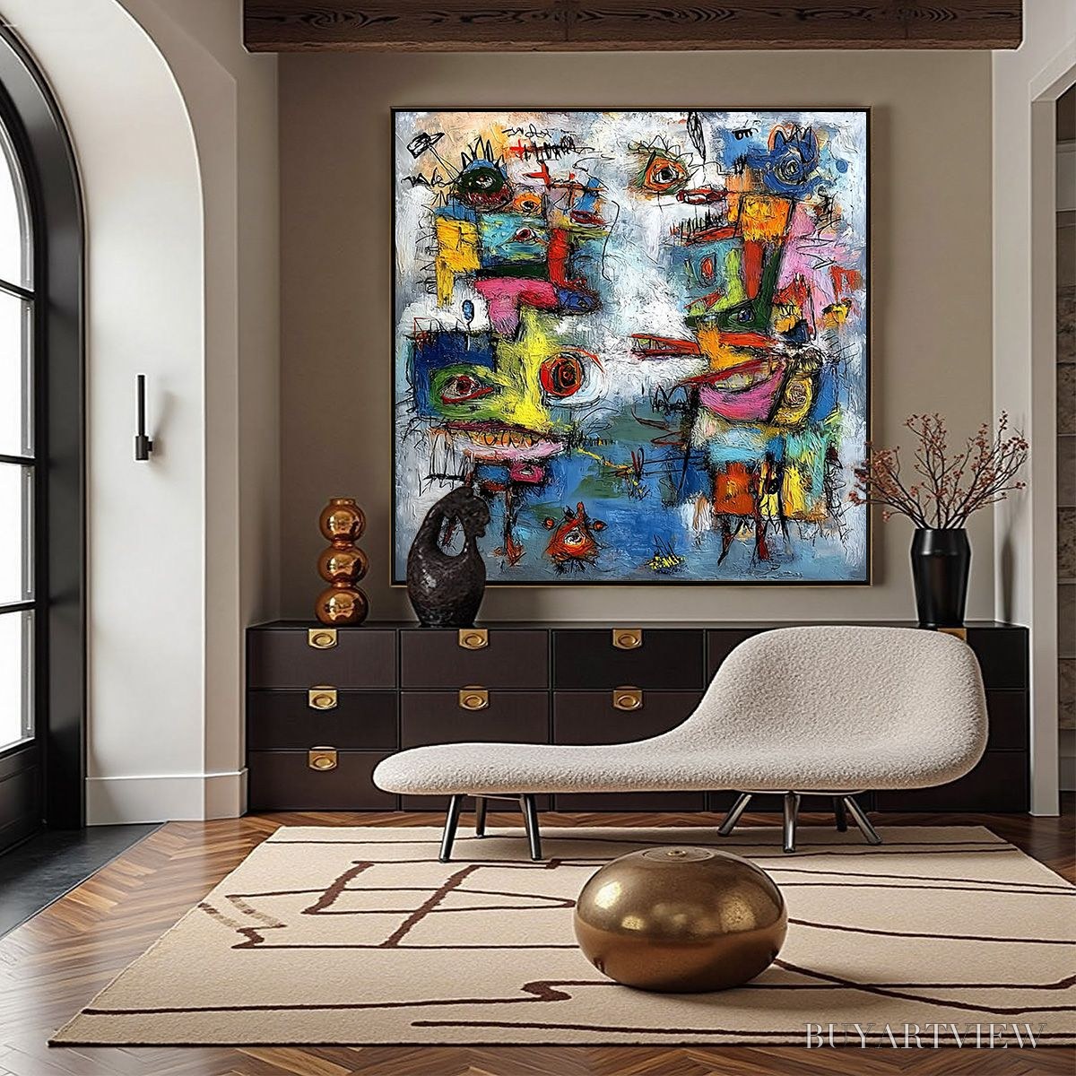 BUYARTVIEW Confrontation – Vibrant Abstract Figurative Expressionist Painting - image 4