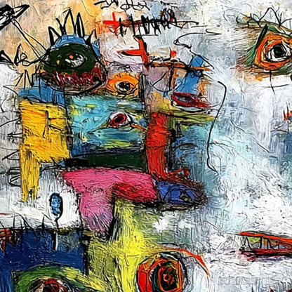 BUYARTVIEW Confrontation – Vibrant Abstract Figurative Expressionist Painting - image 5