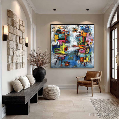 BUYARTVIEW Confrontation – Vibrant Abstract Figurative Expressionist Painting - image 6