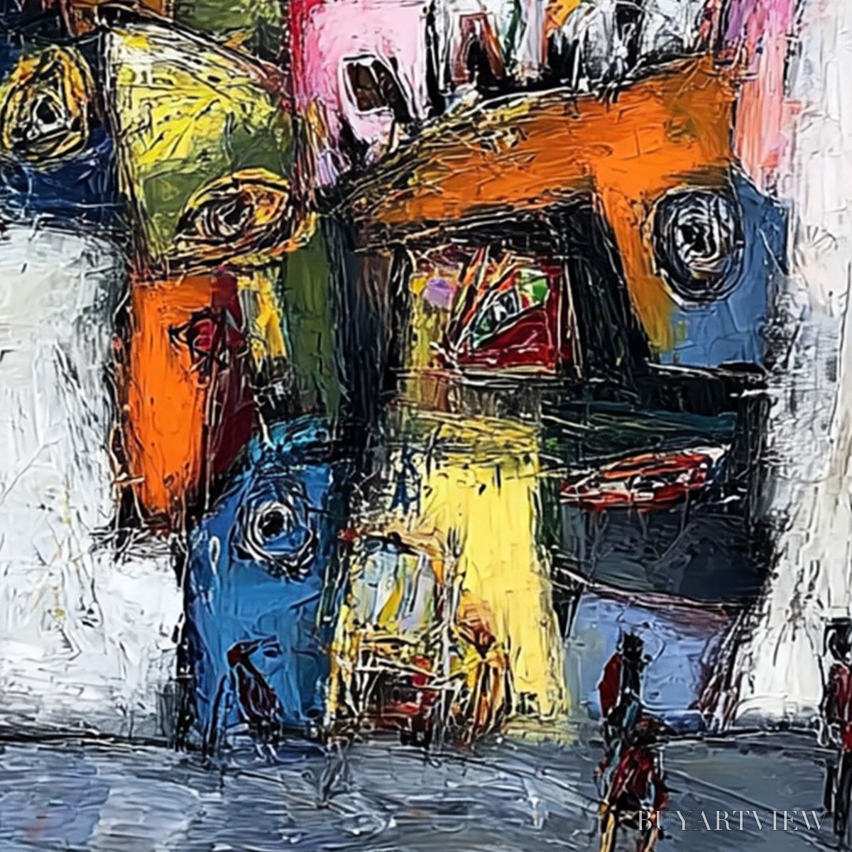 BUYARTVIEW Confrontation-Vibrant-Abstract-Figurative-Expressionist-Painting - image 3