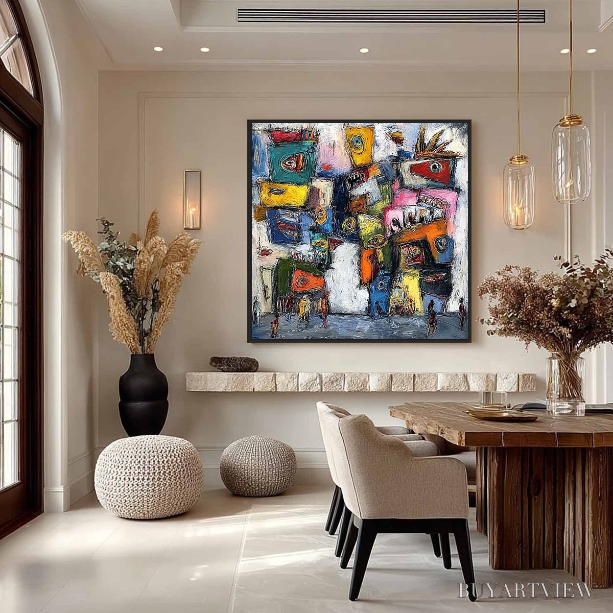 BUYARTVIEW Confrontation-Vibrant-Abstract-Figurative-Expressionist-Painting - image 4