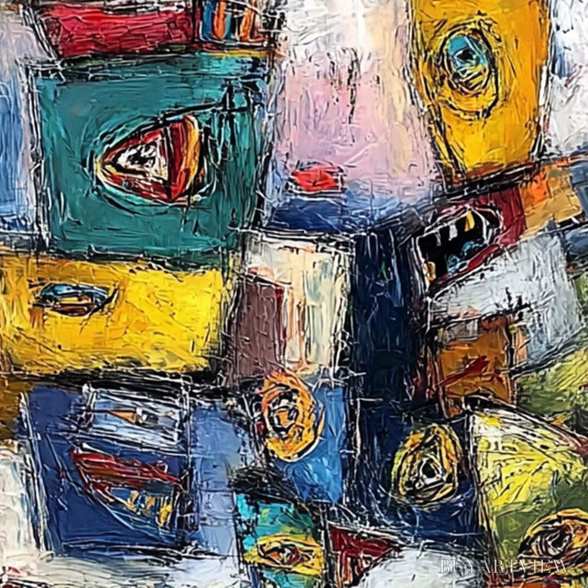 BUYARTVIEW Confrontation-Vibrant-Abstract-Figurative-Expressionist-Painting - image 5