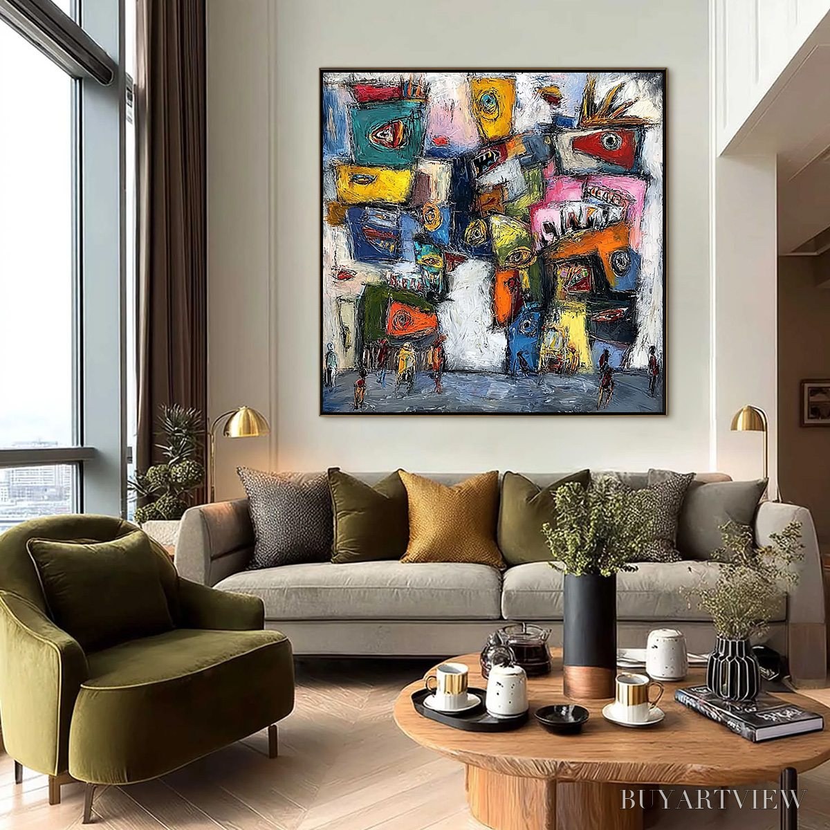 BUYARTVIEW Confrontation-Vibrant-Abstract-Figurative-Expressionist-Painting - image 6