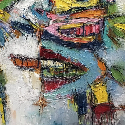 BUYARTVIEW Conversation Pieces – Vibrant Textured Abstract Figurative Painting - image 5