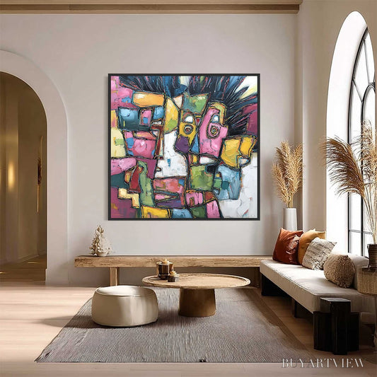 BUYARTVIEW Conversations in Color – Large Colorful Abstract Impasto Figurative Painting - image 2