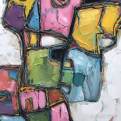 BUYARTVIEW Conversations in Color – Large Colorful Abstract Impasto Figurative Painting - image 3