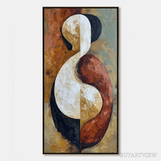 BUYARTVIEW Unity – Textured Abstract Figurative Oil Painting of Embracing Forms - image 1