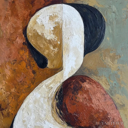 BUYARTVIEW Unity – Textured Abstract Figurative Oil Painting of Embracing Forms - image 3