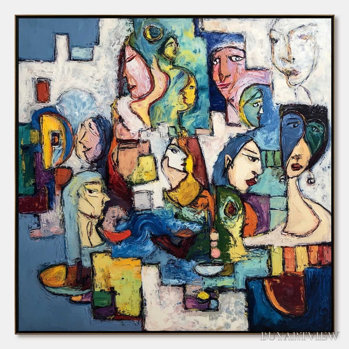 BUYARTVIEW Conversations – Colorful Abstract Figurative People Painting - image 1