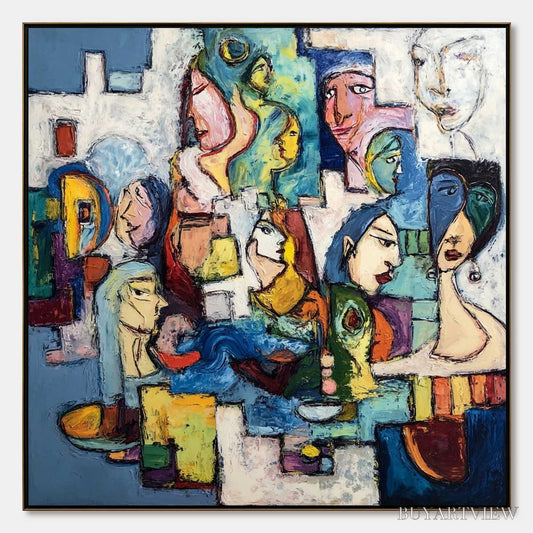 BUYARTVIEW Conversations – Colorful Abstract Figurative People Painting - image 1