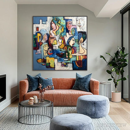 BUYARTVIEW Conversations – Colorful Abstract Figurative People Painting - image 2