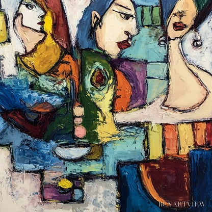 BUYARTVIEW Conversations – Colorful Abstract Figurative People Painting - image 3