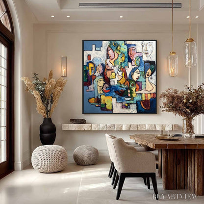 BUYARTVIEW Conversations – Colorful Abstract Figurative People Painting - image 4