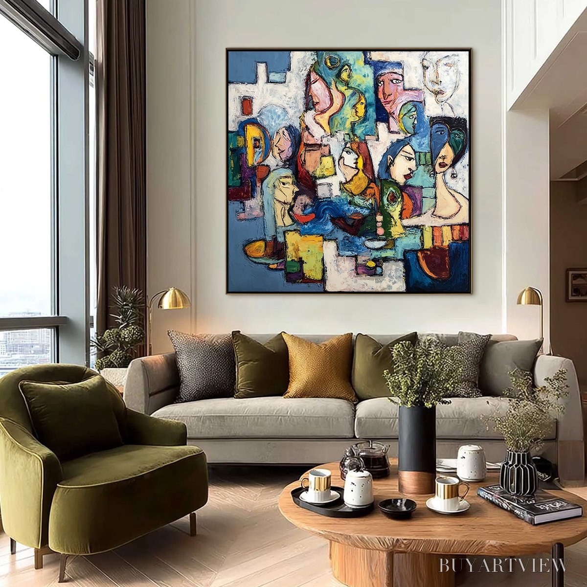 BUYARTVIEW Conversations – Colorful Abstract Figurative People Painting - image 6