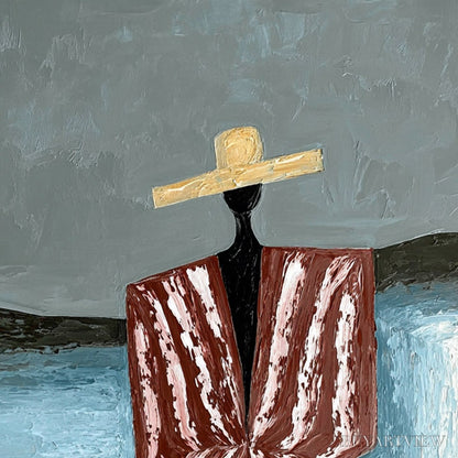 BUYARTVIEW Seaside Reverie – Textured Abstract Figurative Painting by the Sea - image 3
