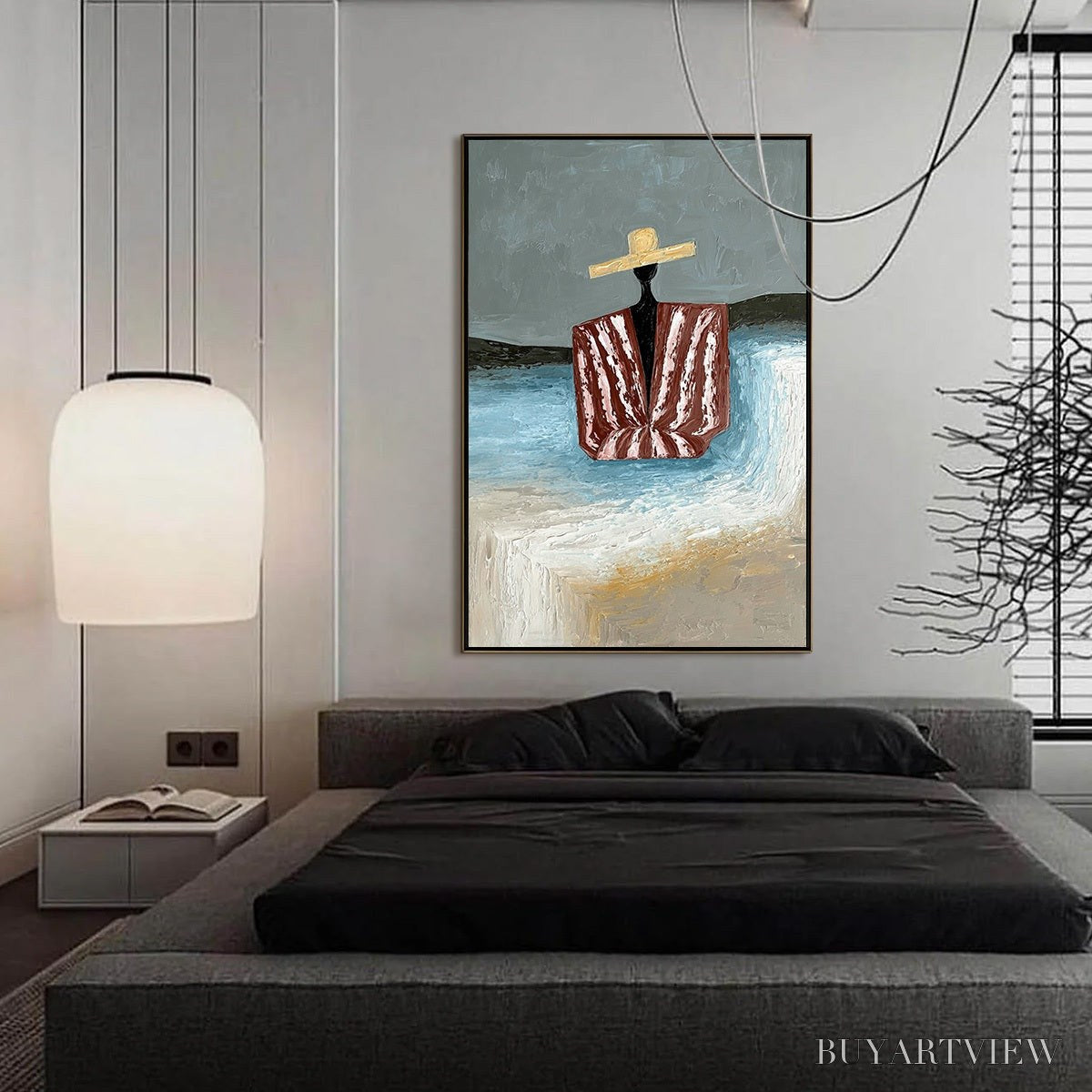 BUYARTVIEW Seaside Reverie – Textured Abstract Figurative Painting by the Sea - image 4