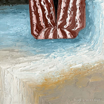 BUYARTVIEW Seaside Reverie – Textured Abstract Figurative Painting by the Sea - image 5