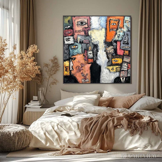 BUYARTVIEW the Watchers – Large Square Abstract Figurative - image 2