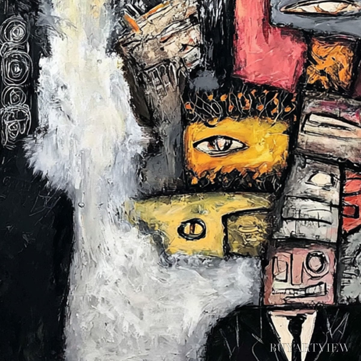 BUYARTVIEW the Watchers – Large Square Abstract Figurative - image 3