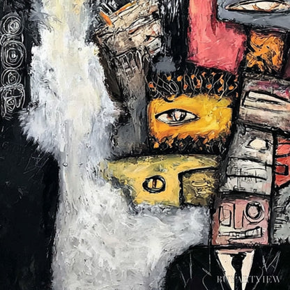 BUYARTVIEW the Watchers – Large Square Abstract Figurative - image 3