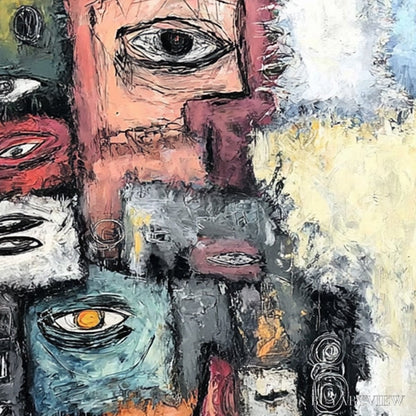 BUYARTVIEW the Watchers – Large Square Abstract Figurative - image 5