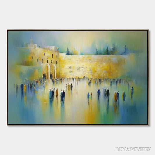 BUYARTVIEW Echoes of Eternity – Abstract Figurative Cityscape Oil Painting - image 1