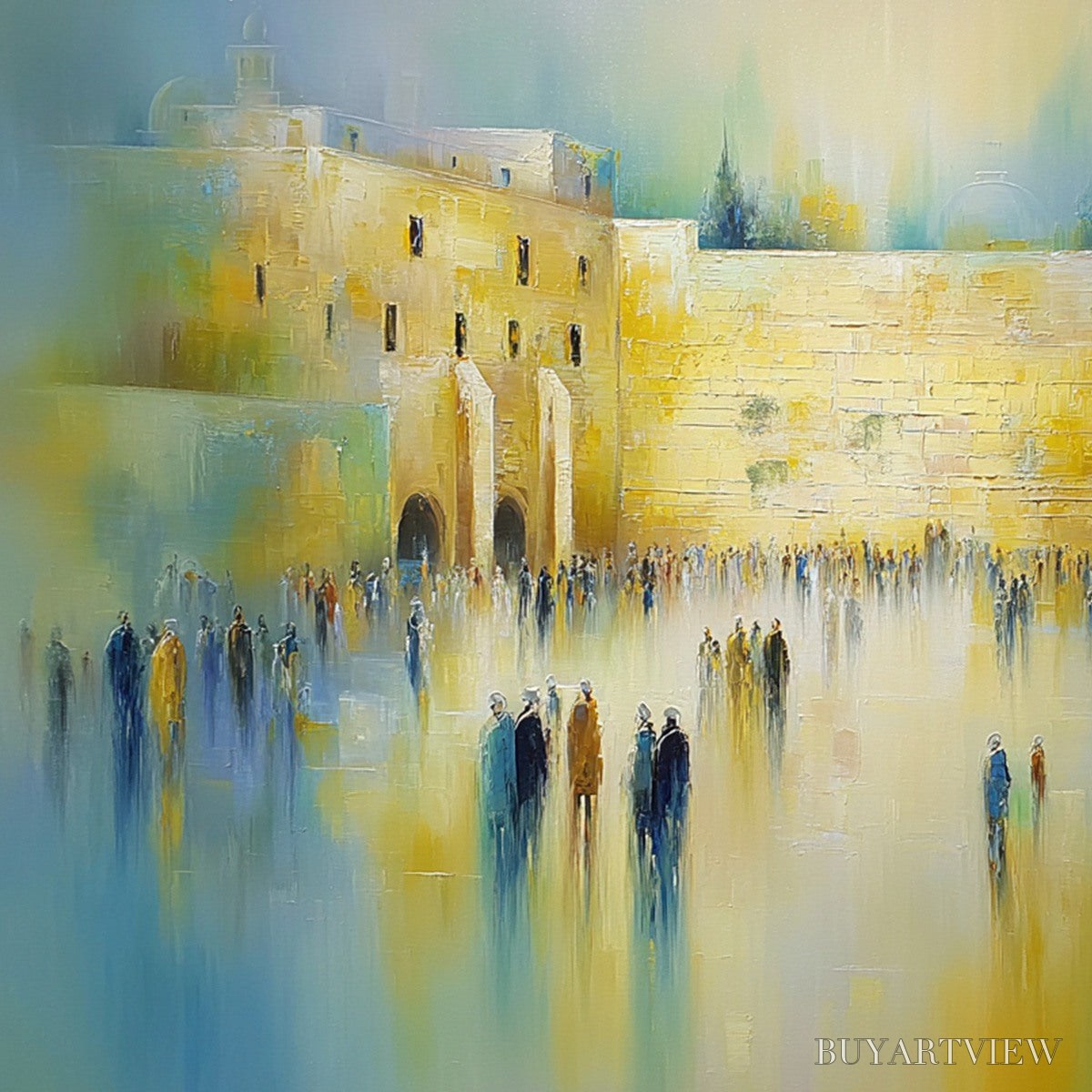 BUYARTVIEW Echoes of Eternity – Abstract Figurative Cityscape Oil Painting - image 5