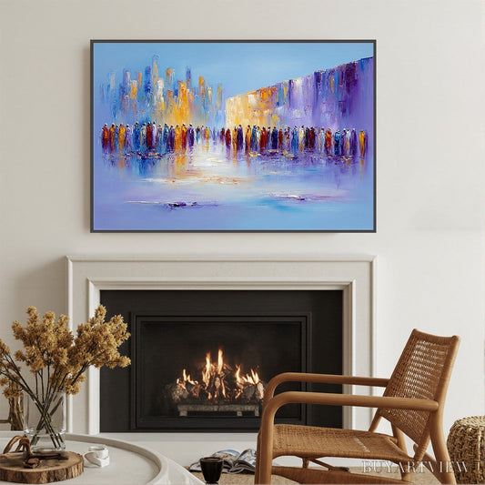 BUYARTVIEW Convergence – Abstract Figurative Cityscape Palette Knife Painting - image 2