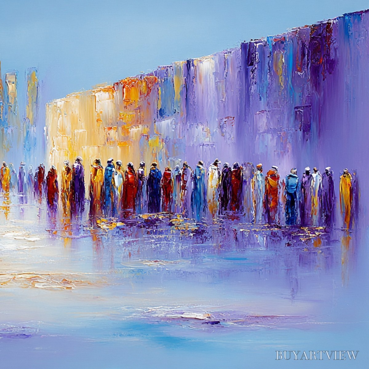 BUYARTVIEW Convergence – Abstract Figurative Cityscape Palette Knife Painting - image 3