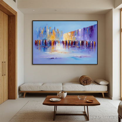 BUYARTVIEW Convergence – Abstract Figurative Cityscape Palette Knife Painting - image 4