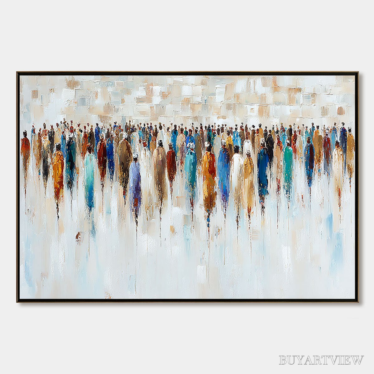 BUYARTVIEW Convergence – Textured Abstract Figurative Crowd Painting - image 1
