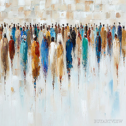 BUYARTVIEW Convergence – Textured Abstract Figurative Crowd Painting - image 3