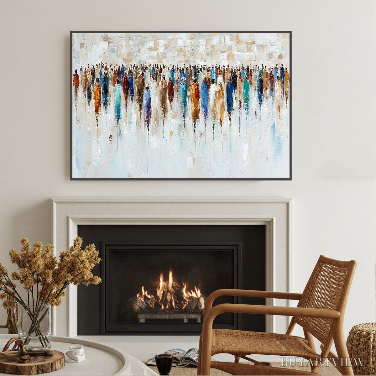 BUYARTVIEW Convergence – Textured Abstract Figurative Crowd Painting - image 4