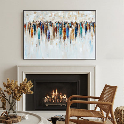 BUYARTVIEW Convergence – Textured Abstract Figurative Crowd Painting - image 4