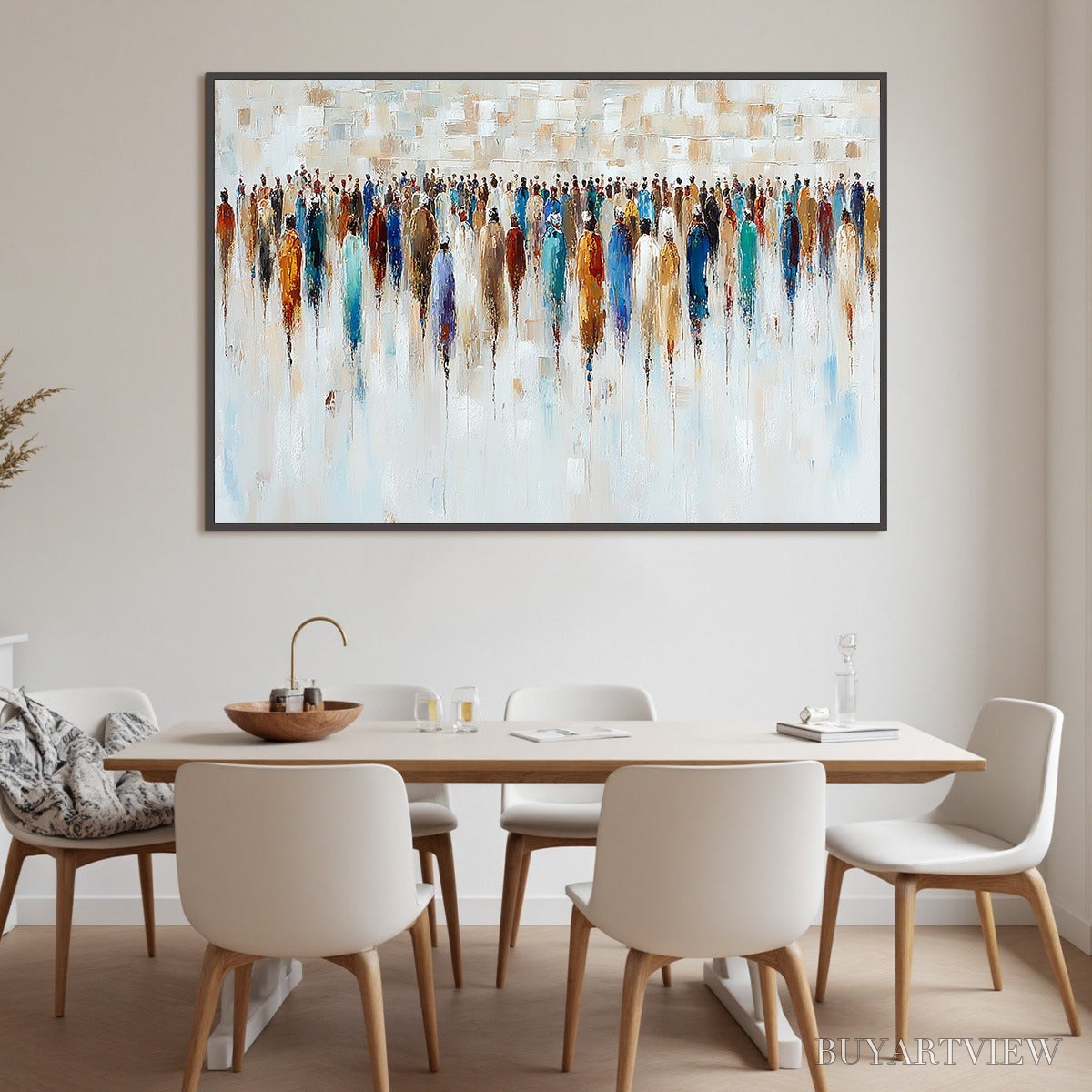 BUYARTVIEW Convergence – Textured Abstract Figurative Crowd Painting - image 6