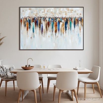 BUYARTVIEW Convergence – Textured Abstract Figurative Crowd Painting - image 6