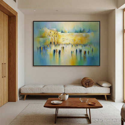 BUYARTVIEW Echoes of Eternity – Large Figurative Cityscape Oil Painting of a Historic Wall - image 2