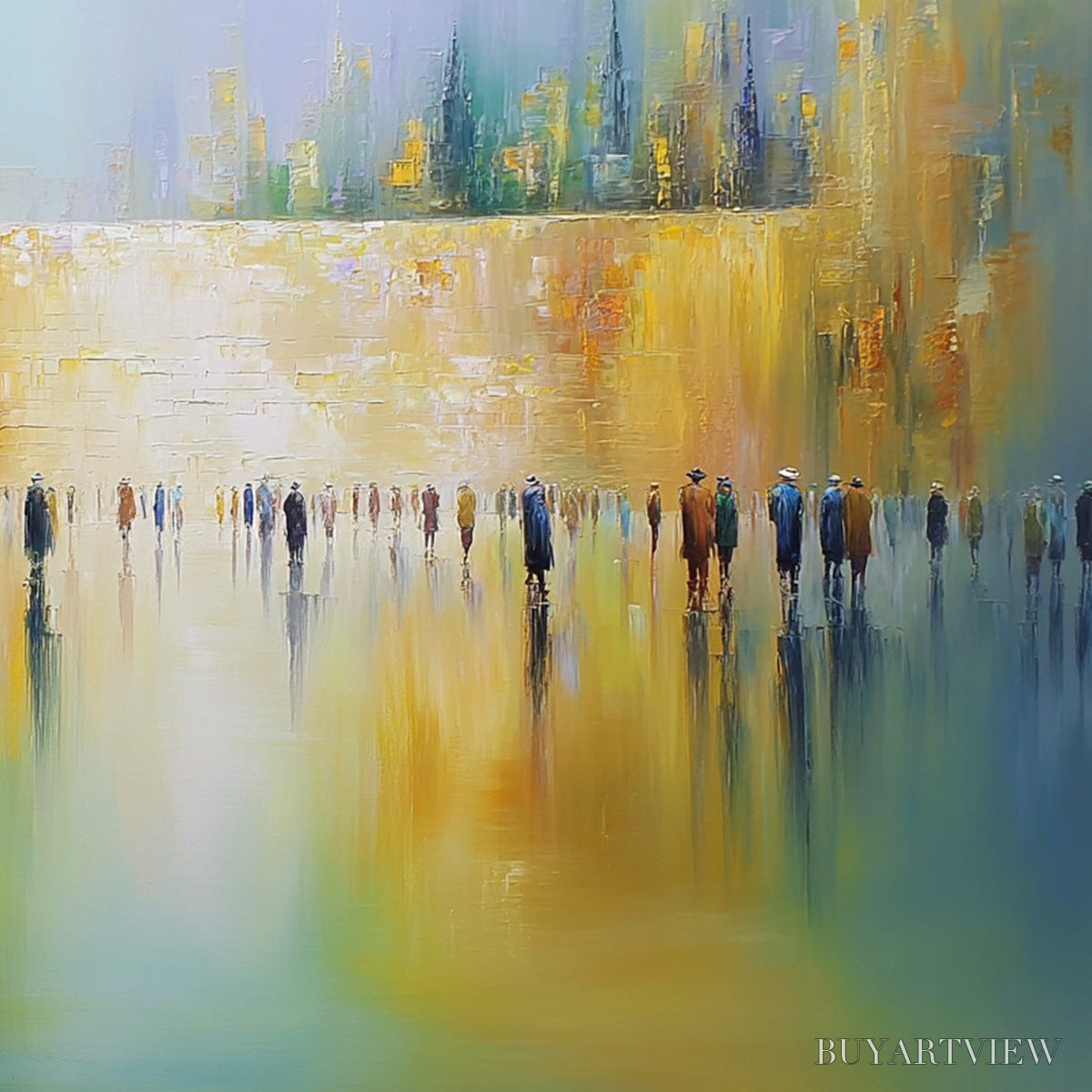 BUYARTVIEW Echoes of Eternity – Large Figurative Cityscape Oil Painting of a Historic Wall - image 3