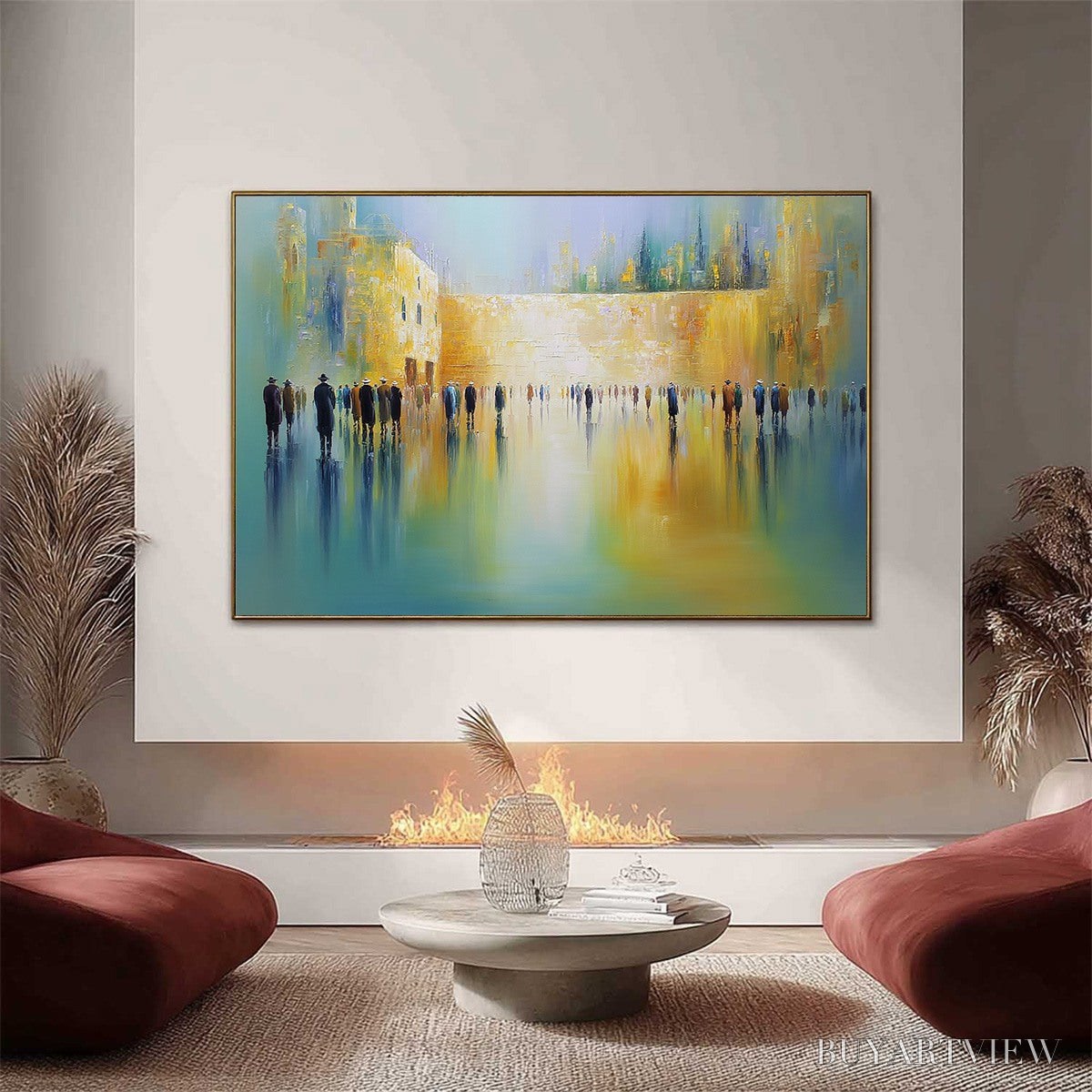 BUYARTVIEW Echoes of Eternity – Large Figurative Cityscape Oil Painting of a Historic Wall - image 4