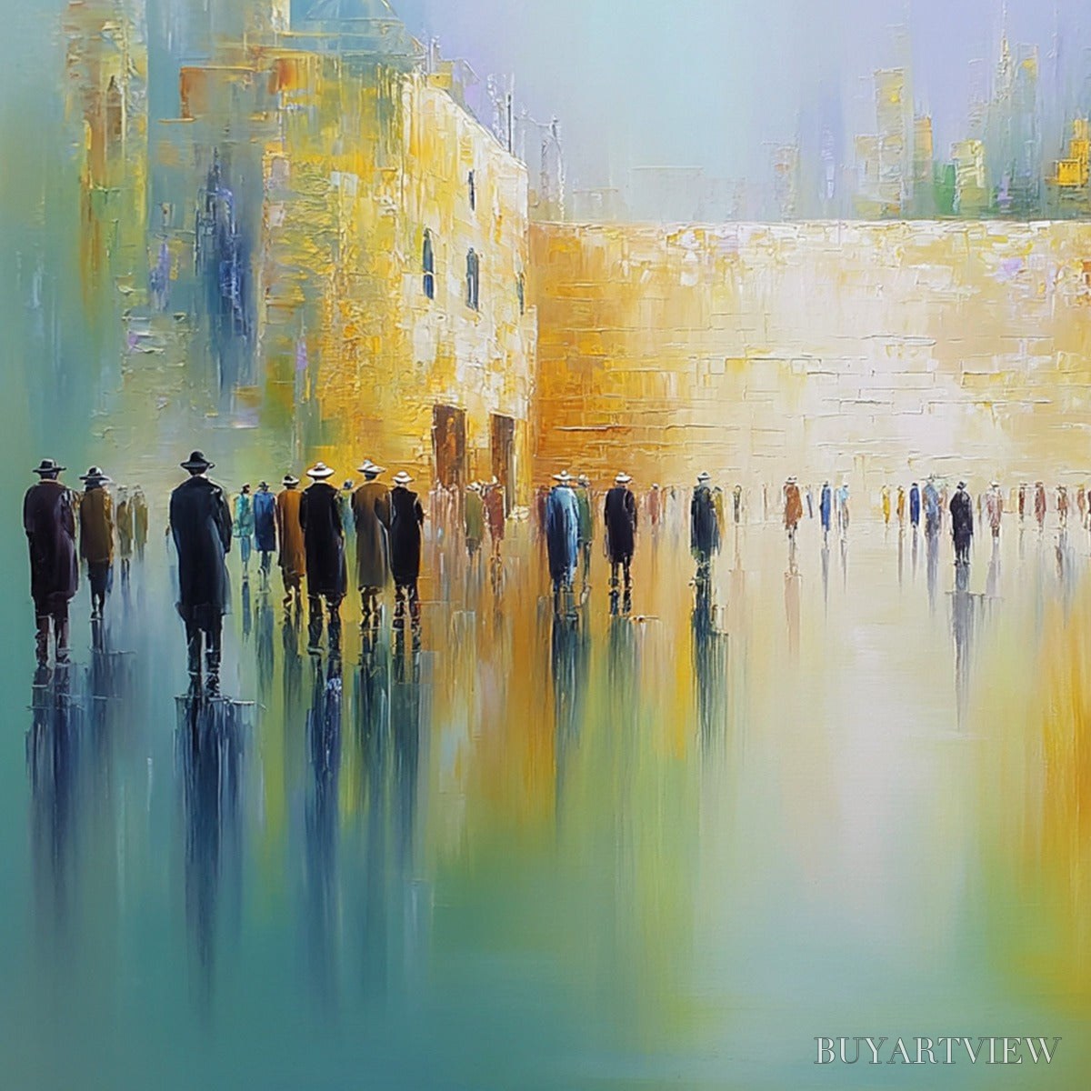 BUYARTVIEW Echoes of Eternity – Large Figurative Cityscape Oil Painting of a Historic Wall - image 5