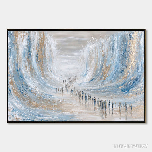 BUYARTVIEW the Crossing – Large Textured Abstract Painting of a Human Journey - image 1