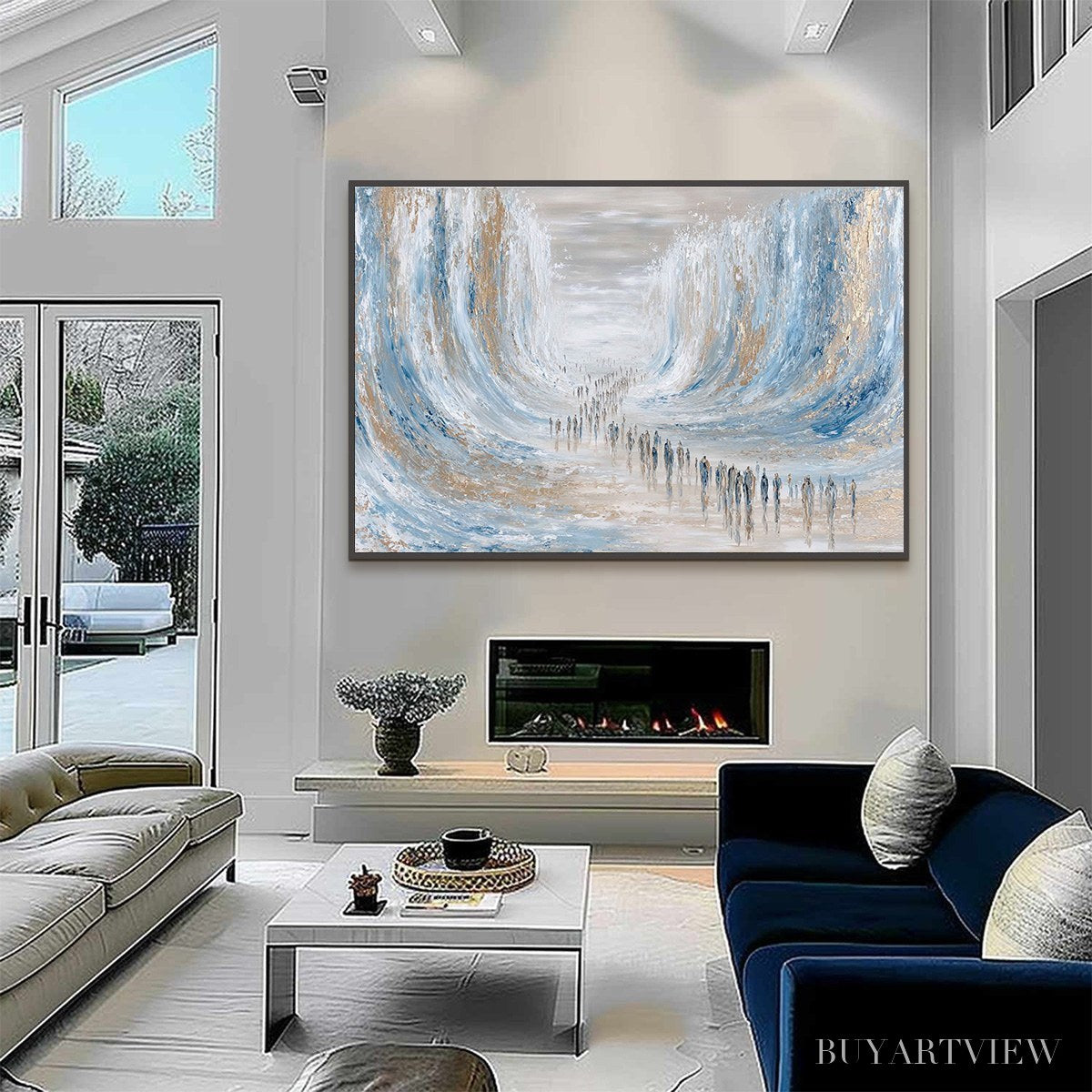 BUYARTVIEW the Crossing – Large Textured Abstract Painting of a Human Journey - image 4