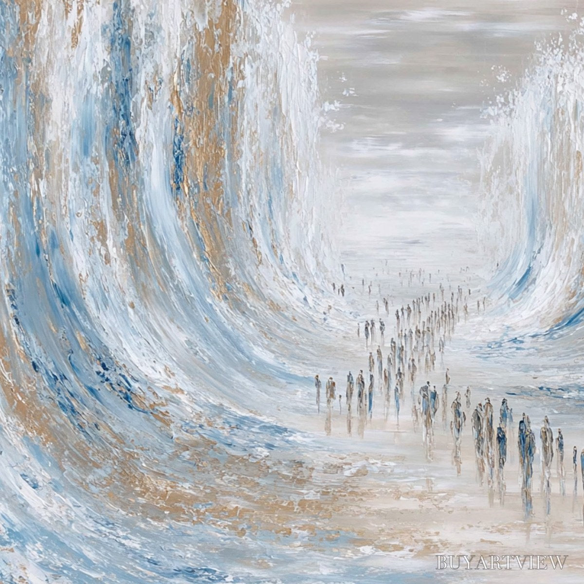 BUYARTVIEW the Crossing – Large Textured Abstract Painting of a Human Journey - image 5