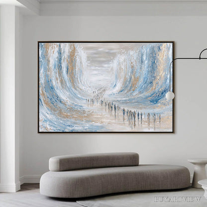 BUYARTVIEW the Crossing – Large Textured Abstract Painting of a Human Journey - image 6
