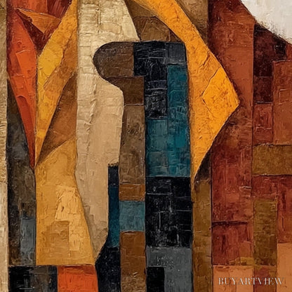 BUYARTVIEW the Unison – Abstract Textured Figurative Painting of Three Men - image 5