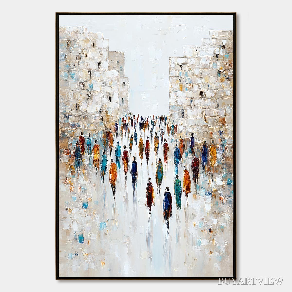 BUYARTVIEW Convergence – Textured Abstract Figurative Cityscape Painting - image 1
