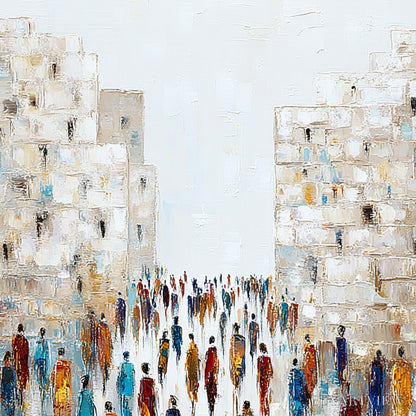 BUYARTVIEW Convergence – Textured Abstract Figurative Cityscape Painting - image 3