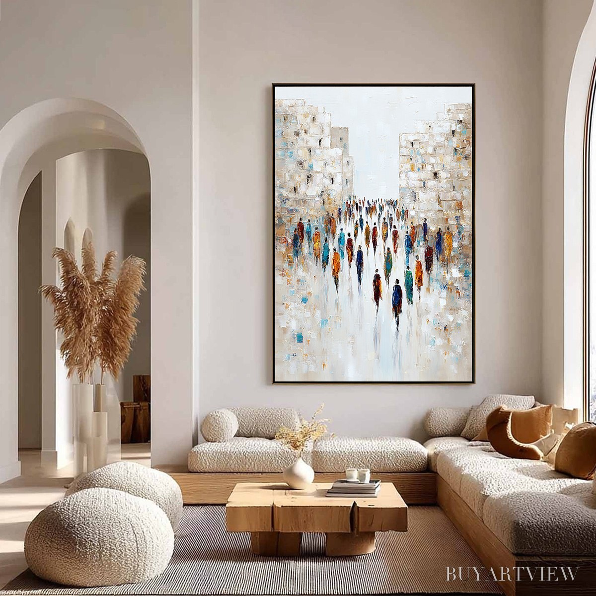 BUYARTVIEW Convergence – Textured Abstract Figurative Cityscape Painting - image 4