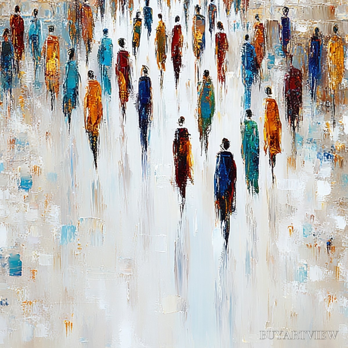 BUYARTVIEW Convergence – Textured Abstract Figurative Cityscape Painting - image 5