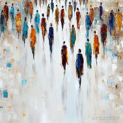 BUYARTVIEW Convergence – Textured Abstract Figurative Cityscape Painting - image 5